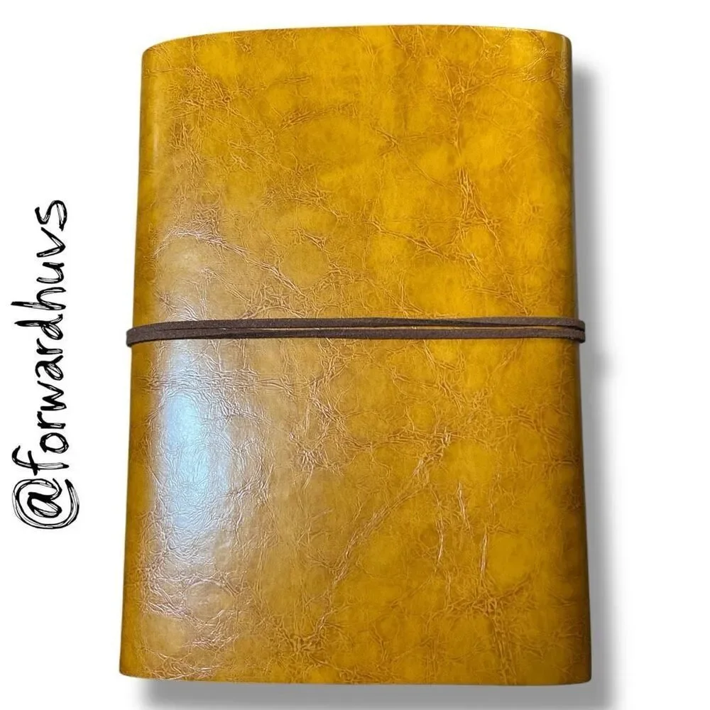 Embossed Leaf PU Leather Notebook - Sketchbook - Unlined Blank Page Notebook